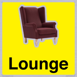 Lounge Dementia Friendly Yellow SIgn